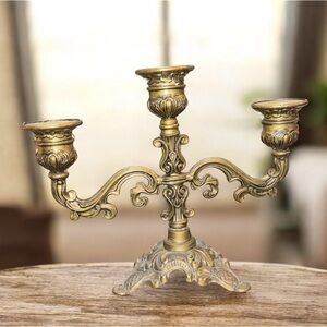 Elegant Brass Candleabra Victorian MCM Goth